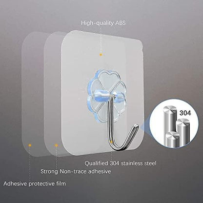 Self Adhesive Waterproof Transparent Hooks for Wall (Pack of 15)