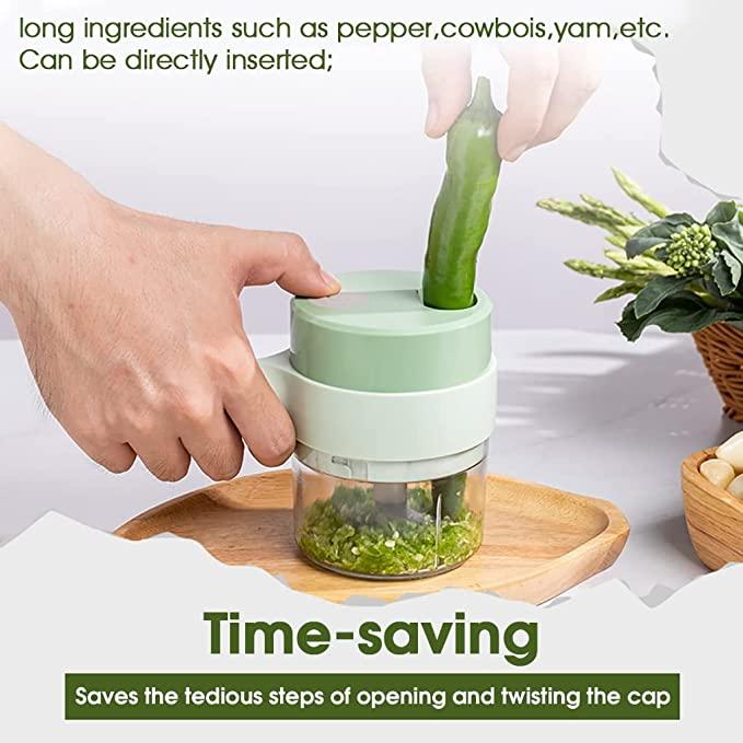 4-in-1 Powerful Manual Hand Held Vegetable/Fruit Chopper