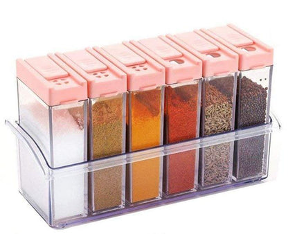 6 Pieces Plastic Spice Containers With Rack