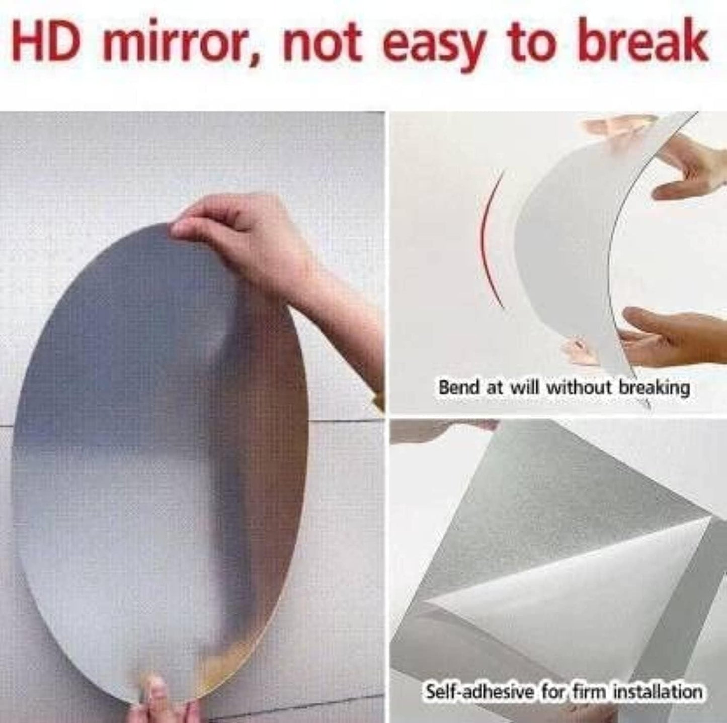 Unbreakable Oval Shaped Mirror (Pack of 2)