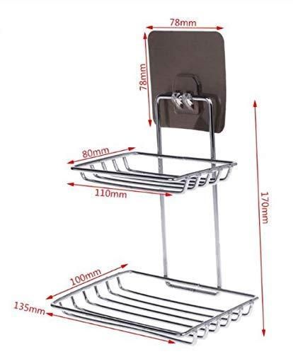 Double Layered  Stainless Steel Soaps Storage Rack with Hook