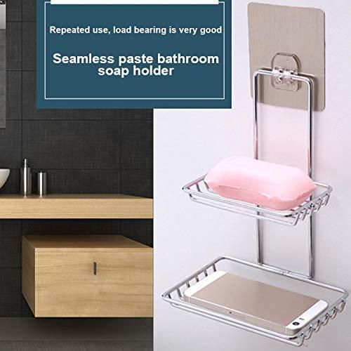 Double Layered  Stainless Steel Soaps Storage Rack with Hook