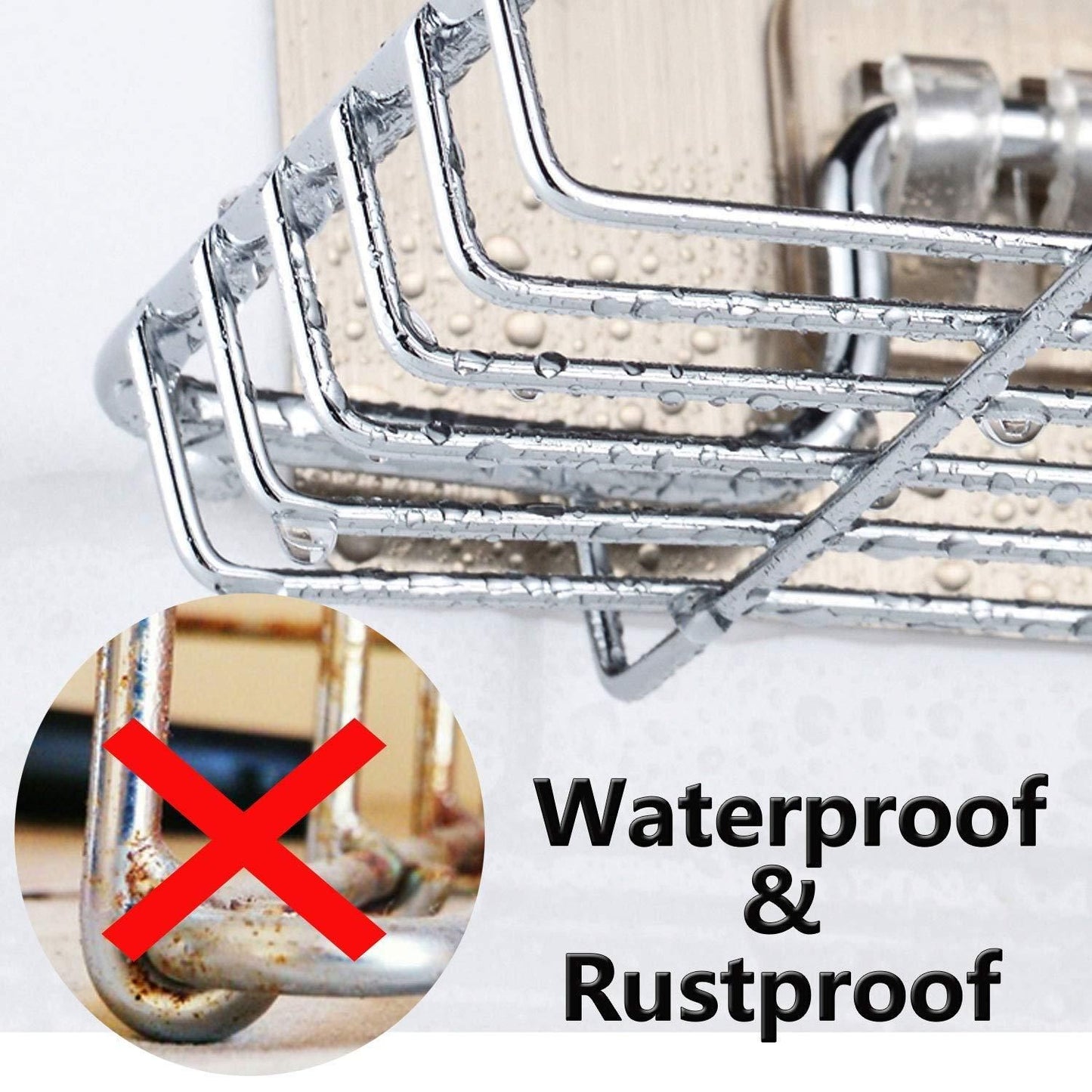 Double Layered  Stainless Steel Soaps Storage Rack with Hook